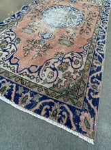 Load image into Gallery viewer, Vintage Turkish Salmon and Royal Runner Rug