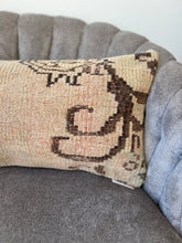 Load image into Gallery viewer, Vintage Tan, Brown and Green Turkish Rug Pillow