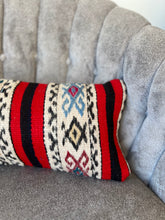 Load image into Gallery viewer, Vintage Red and Black Patchwork Kilim Rug Pillow