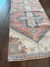 Load image into Gallery viewer, Vintage Turkish Faded Pink and Blue Ruggie Rug