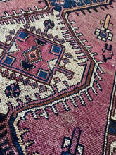 Load image into Gallery viewer, Vintage Mulberry Pink and Navy Turkish Runner Rug