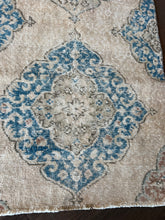 Load image into Gallery viewer, Vintage Turkish Ecru and Blue Runner Rug