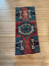 Load image into Gallery viewer, Vintage Turkish Teal and Faded Brick Ruggie Rug