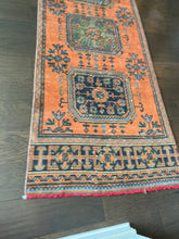 Load image into Gallery viewer, Vintage Orange and Blue Turkish Runner Rug