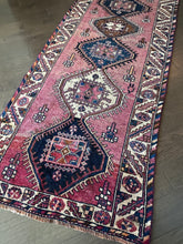 Load image into Gallery viewer, Vintage Mulberry Pink and Navy Turkish Runner Rug