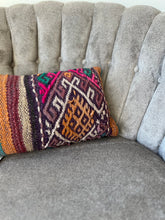 Load image into Gallery viewer, Vintage Brown, Pink and Yellow Kilim Rug Pillow