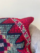 Load image into Gallery viewer, Vintage Pink and Turquoise Herki Rug Pillow