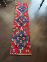 Load image into Gallery viewer, Vintage Turkish Red and Blue Runner Herki Rug