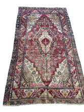 Load image into Gallery viewer, Vintage Maroon, Gray and Ecru Turkish Area Rug
