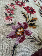 Load image into Gallery viewer, Vintage Turkish Ruby and Plum Floral Tan Area Rug