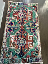 Load image into Gallery viewer, Vintage Turkish Green and Rust Worn Ruggie Rug