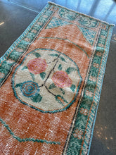 Load image into Gallery viewer, Vintage Turkish Orange and Teal Accent Rug