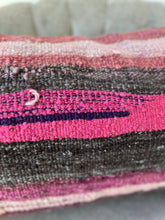 Load image into Gallery viewer, Vintage Pink and Black Kilim Rug Pillow
