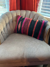 Load image into Gallery viewer, Turkish Black, Orange, Red and Pink Striped Rug Pillow