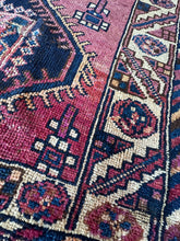 Load image into Gallery viewer, Vintage Mulberry Pink and Navy Turkish Runner Rug