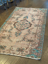 Load image into Gallery viewer, Vintage Turkish Faded Teal Runner Rug