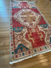 Load image into Gallery viewer, Vintage Turkish Red and Blue Ruggie Rug