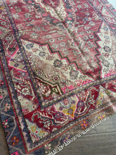 Load image into Gallery viewer, Vintage Maroon, Gray and Ecru Turkish Area Rug