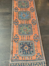 Load image into Gallery viewer, Vintage Orange and Blue Turkish Runner Rug