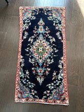 Load image into Gallery viewer, Vintage Turkish Navy and Tan Accent Rug