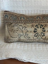 Load image into Gallery viewer, Vintage Turkish Rug Pillow Ecru and and Navy
