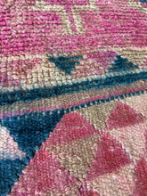 Load image into Gallery viewer, Vintage Pink and Blue Herki Runner Rug