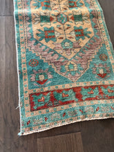 Load image into Gallery viewer, Vintage Turkish Turquoise and Rust Ruggie Rug