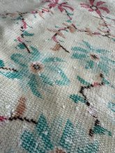 Load image into Gallery viewer, Vintage Turkish Ecru with Turquoise and Pink Area Rug