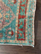 Load image into Gallery viewer, Vintage Turkish Turquoise and Rust Ruggie Rug