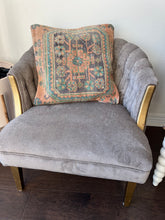 Load image into Gallery viewer, Vintage Orange and Navy Tile Turkish Rug Pillow