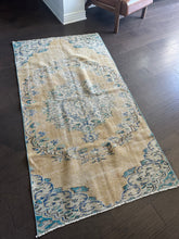 Load image into Gallery viewer, Vintage Turkish Yellow and aqua Runner Rug