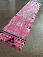 Load image into Gallery viewer, Vintage Pink and Blue Herki Runner Rug