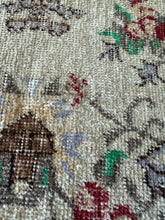 Load image into Gallery viewer, Vintage Turkish Ecru and Brick Floral Accent Rug