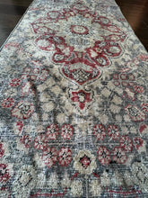 Load image into Gallery viewer, Vintage Turkish Gray and Maroon Runner Rug