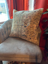 Load image into Gallery viewer, Turkish Ecru, Navy and Lavendar Pink Rug Pillow
