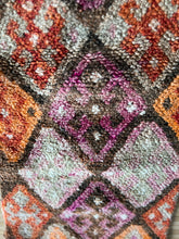 Load image into Gallery viewer, Vintage Turkish Purple and Orange Herki Ruggie Rug