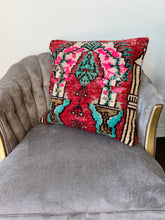 Load image into Gallery viewer, Vintage Pink and Red Rug Pillow
