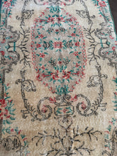 Load image into Gallery viewer, Vintage Turkish Ecru and Tan with Coral Accent Rug