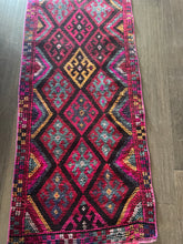 Load image into Gallery viewer, Vintage Pink, Red and Aqua Herki Runner Rug