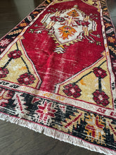 Load image into Gallery viewer, Vintage Turkish Yellow and Red Accent Rug
