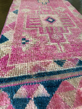 Load image into Gallery viewer, Vintage Pink and Blue Herki Runner Rug