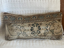 Load image into Gallery viewer, Vintage Turkish Rug Pillow Ecru and and Navy