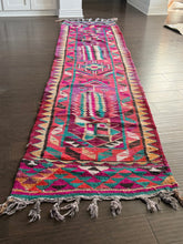 Load image into Gallery viewer, Vintage Turkish Pink, Purple and Turquoise Kilim Runner Rug