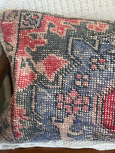 Load image into Gallery viewer, Vintage Turkish Rug Pillow Red and Blue