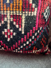 Load image into Gallery viewer, Turkish Red, Black and Pink Rug Pillow