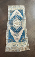 Load image into Gallery viewer, Vintage Tan and Blue Turkish Ruggie Rug
