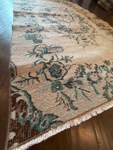 Load image into Gallery viewer, Vintage Turkish Tan and Teal Accent Rug