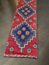Load image into Gallery viewer, Vintage Turkish Red and Blue Runner Herki Rug