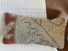 Load image into Gallery viewer, Vintage Turkish Rug Pillow Rust and Tan