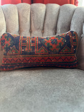 Load image into Gallery viewer, Turkish Orange, Blue and Green Lumbar Rug Pillow